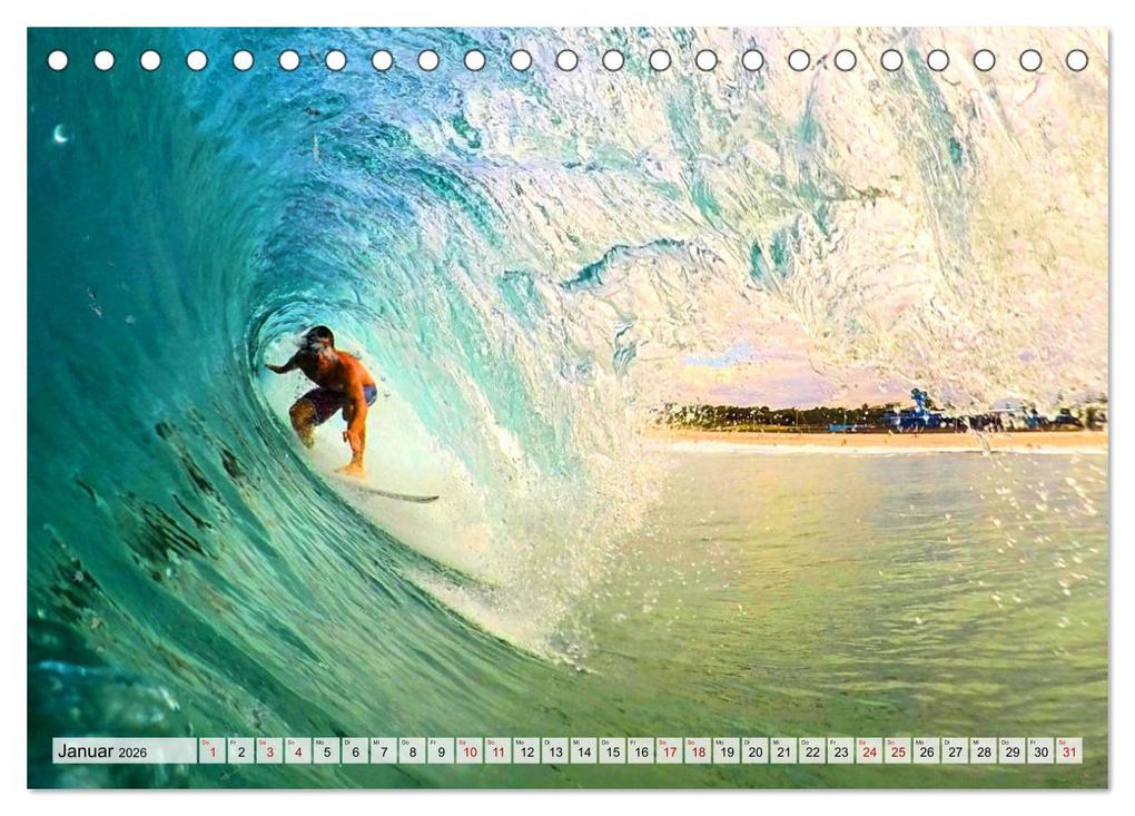 Weitere Ansicht: Surfen - from Inside the Barrel (Tischkalender 2026 DIN A5 quer), CALVENDO Monatskalender | Calvendo, Renate Utz