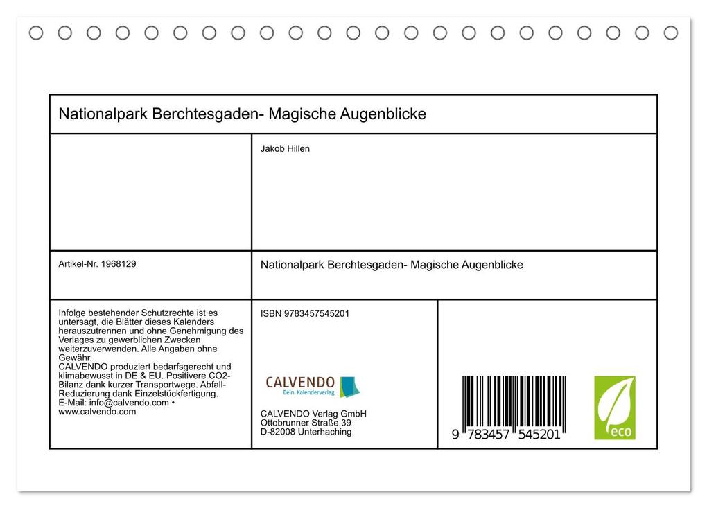 Weitere Ansicht: Nationalpark Berchtesgaden- Magische Augenblicke (Tischkalender 2026 DIN A5 quer), CALVENDO Monatskalender | Calvendo, Jakob Hillen