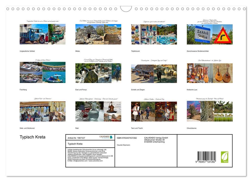 Weitere Ansicht: Typisch Kreta (Wandkalender 2026 DIN A3 quer), CALVENDO Monatskalender | Calvendo, Claudia Kleemann