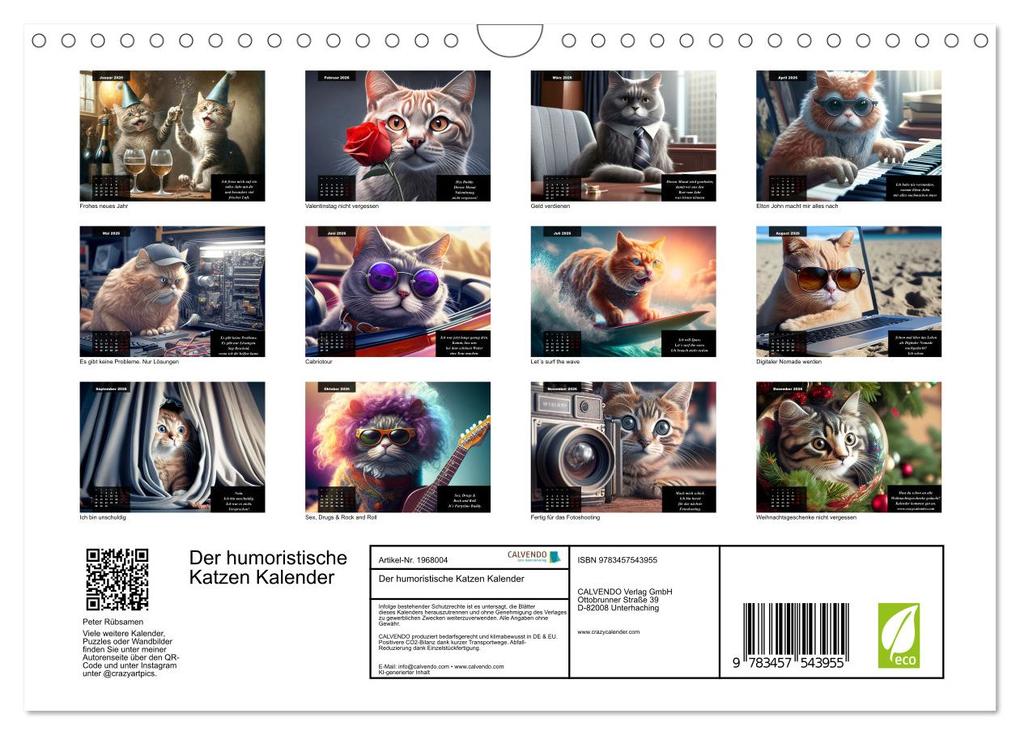 Weitere Ansicht: Der humoristische Katzen Kalender (Wandkalender 2026 DIN A4 quer), CALVENDO Monatskalender | Calvendo, Peter Rübsamen