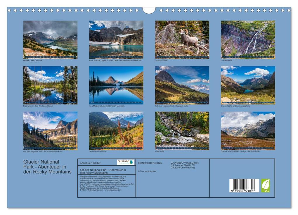 Weitere Ansicht: Glacier National Park - Abenteuer in den Rocky Mountains (Wandkalender 2026 DIN A3 quer), CALVENDO Monatskalender | Thomas Holtgräwe, Calvendo