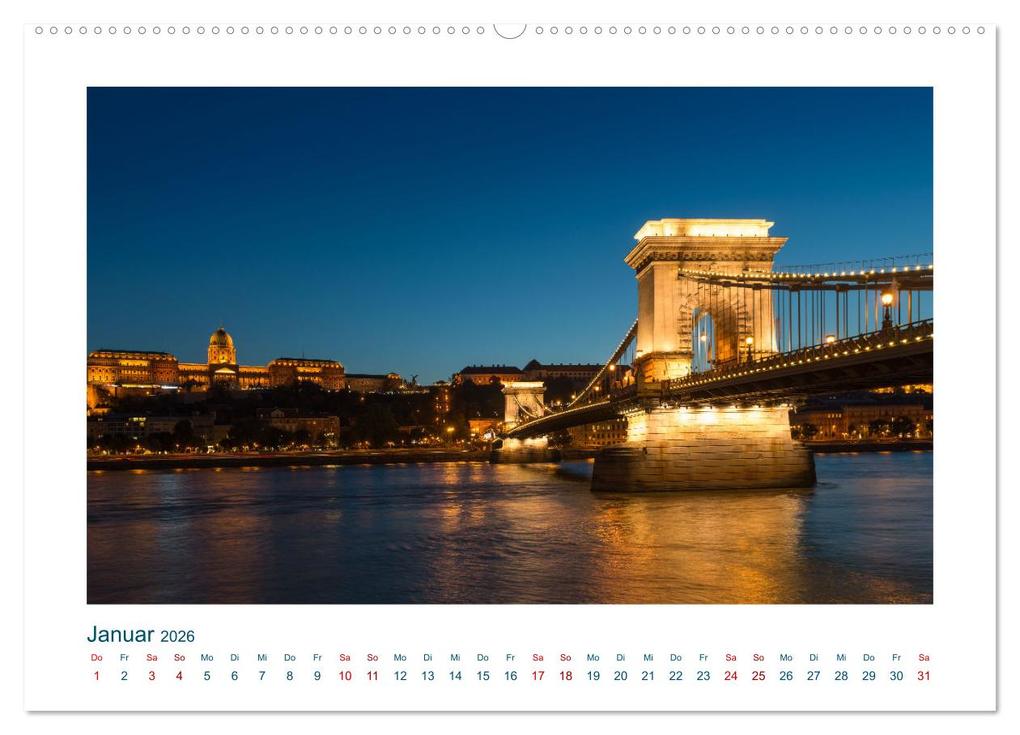 Weitere Ansicht: Budapest: zwischen Parlamentsgebäude und Burgpalast (Wandkalender 2026 DIN A2 quer), CALVENDO Monatskalender | Michael Heber, Calvendo
