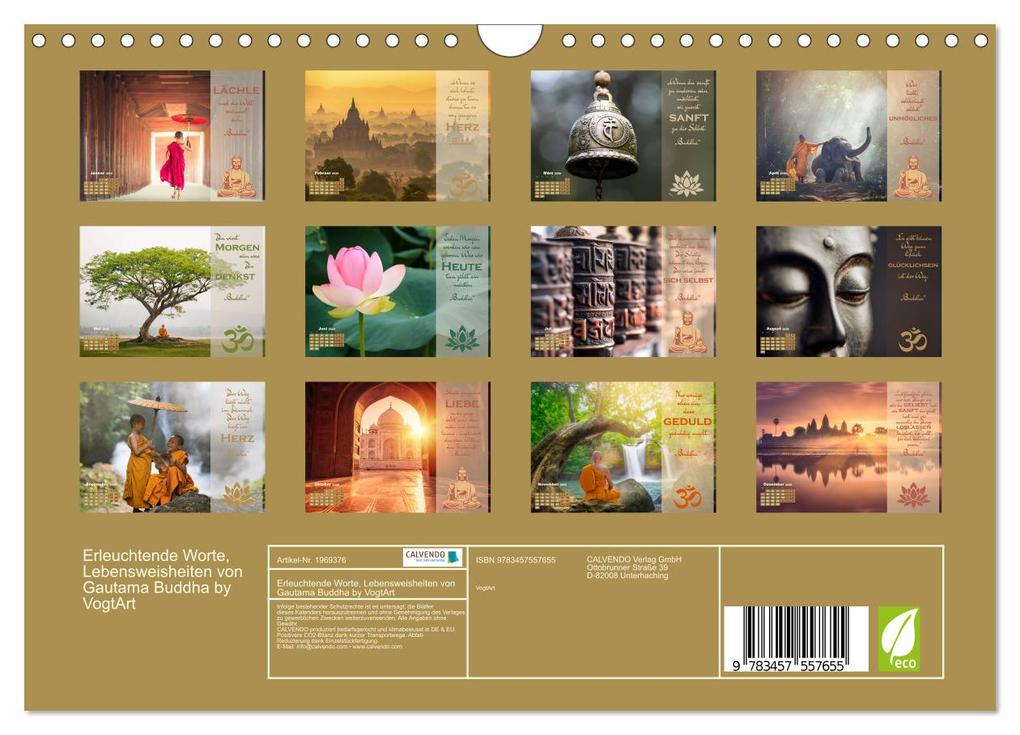 Weitere Ansicht: Erleuchtende Worte, Lebensweisheiten von Gautama Buddha by VogtArt (Wandkalender 2026 DIN A4 quer), CALVENDO Monatskalender | VogtArt VogtArt, Calvendo, VogtArt