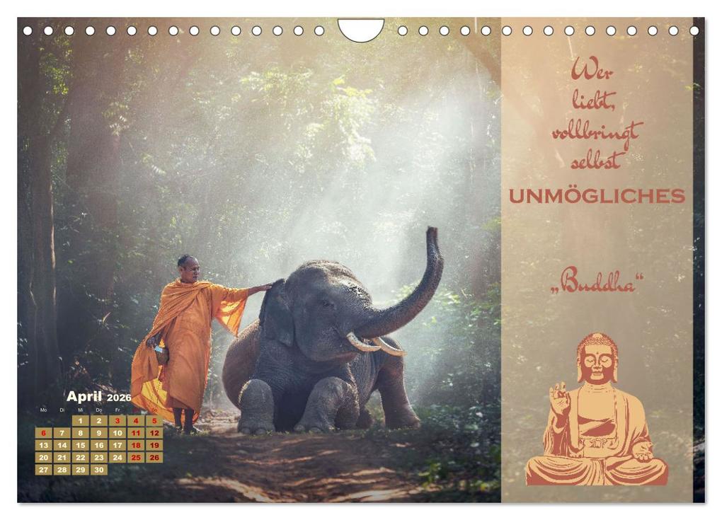 Weitere Ansicht: Erleuchtende Worte, Lebensweisheiten von Gautama Buddha by VogtArt (Wandkalender 2026 DIN A4 quer), CALVENDO Monatskalender | VogtArt VogtArt, Calvendo, VogtArt