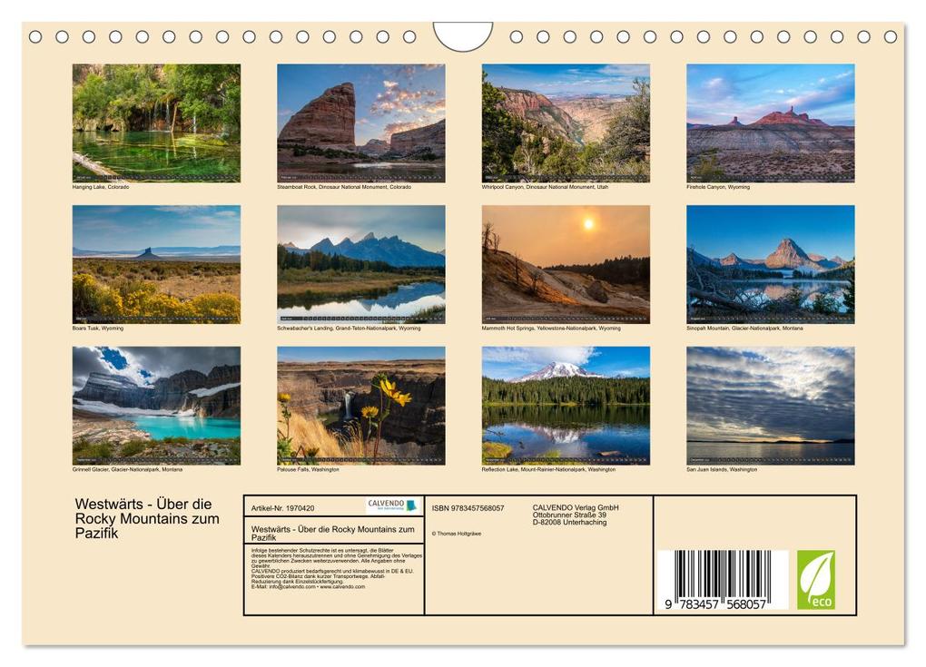 Weitere Ansicht: Westwärts - Über die Rocky Mountains zum Pazifik (Wandkalender 2026 DIN A4 quer), CALVENDO Monatskalender | Thomas Holtgräwe, Calvendo