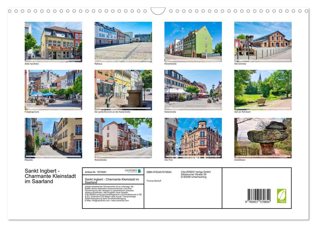 Weitere Ansicht: Sankt Ingbert - Charmante Kleinstadt im Saarland (Wandkalender 2026 DIN A3 quer), CALVENDO Monatskalender | Thomas Bartruff, Calvendo