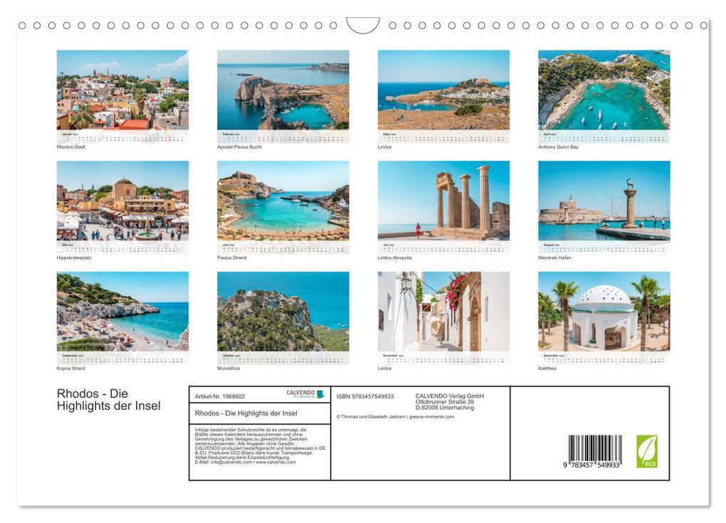 Weitere Ansicht: Rhodos - Die Highlights der Insel (Wandkalender 2026 DIN A3 quer), CALVENDO Monatskalender | Thomas und Elisabeth Jastram, Calvendo, Thomas / Jastram, Elisabeth Jastram
