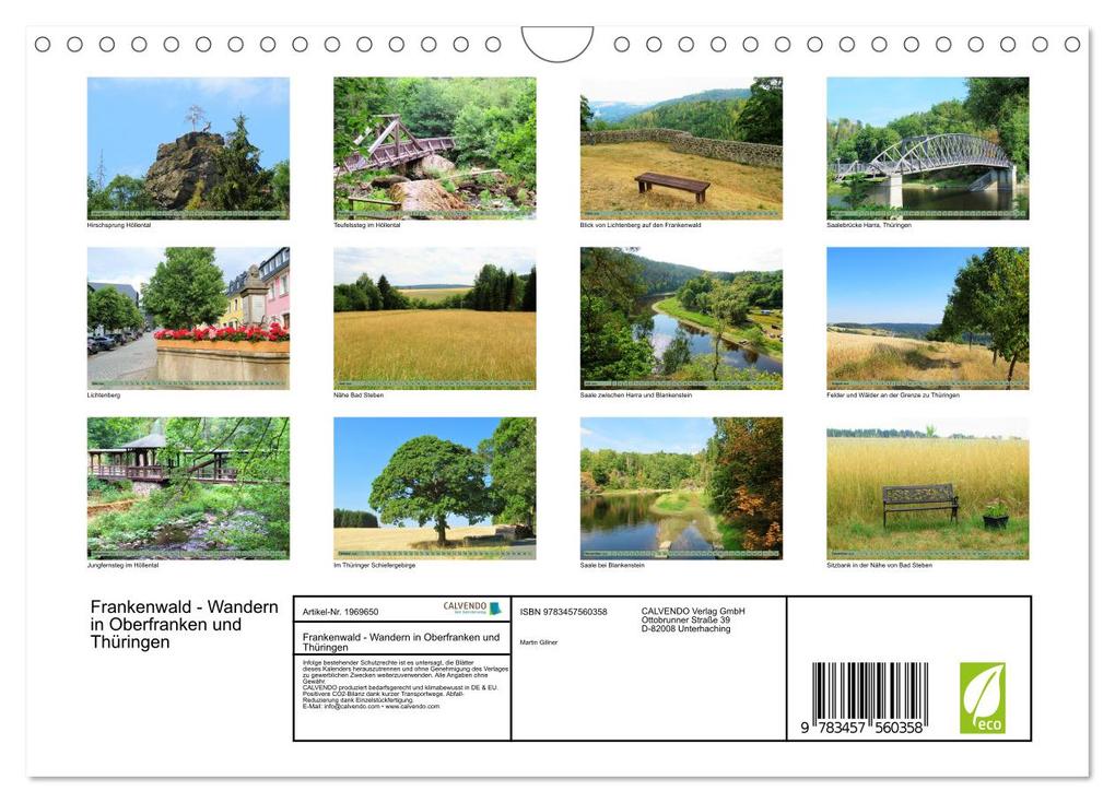 Weitere Ansicht: Frankenwald - Wandern in Oberfranken und Thüringen (Wandkalender 2026 DIN A4 quer), CALVENDO Monatskalender | Martin Gillner, Calvendo