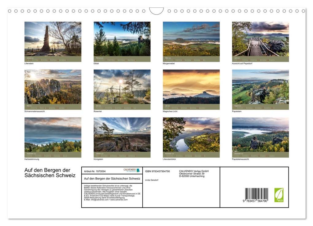 Weitere Ansicht: Auf den Bergen der Sächsischen Schweiz (Wandkalender 2026 DIN A3 quer), CALVENDO Monatskalender | Linda Geisdorf, Calvendo