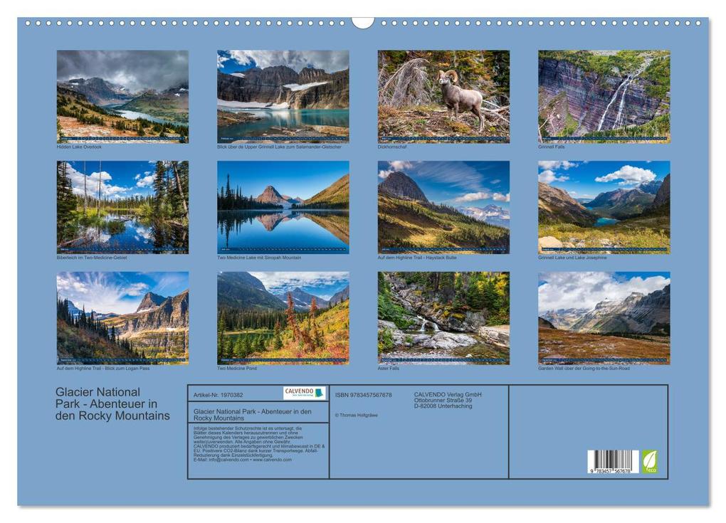 Weitere Ansicht: Glacier National Park - Abenteuer in den Rocky Mountains (Wandkalender 2026 DIN A2 quer), CALVENDO Monatskalender | Thomas Holtgräwe, Calvendo