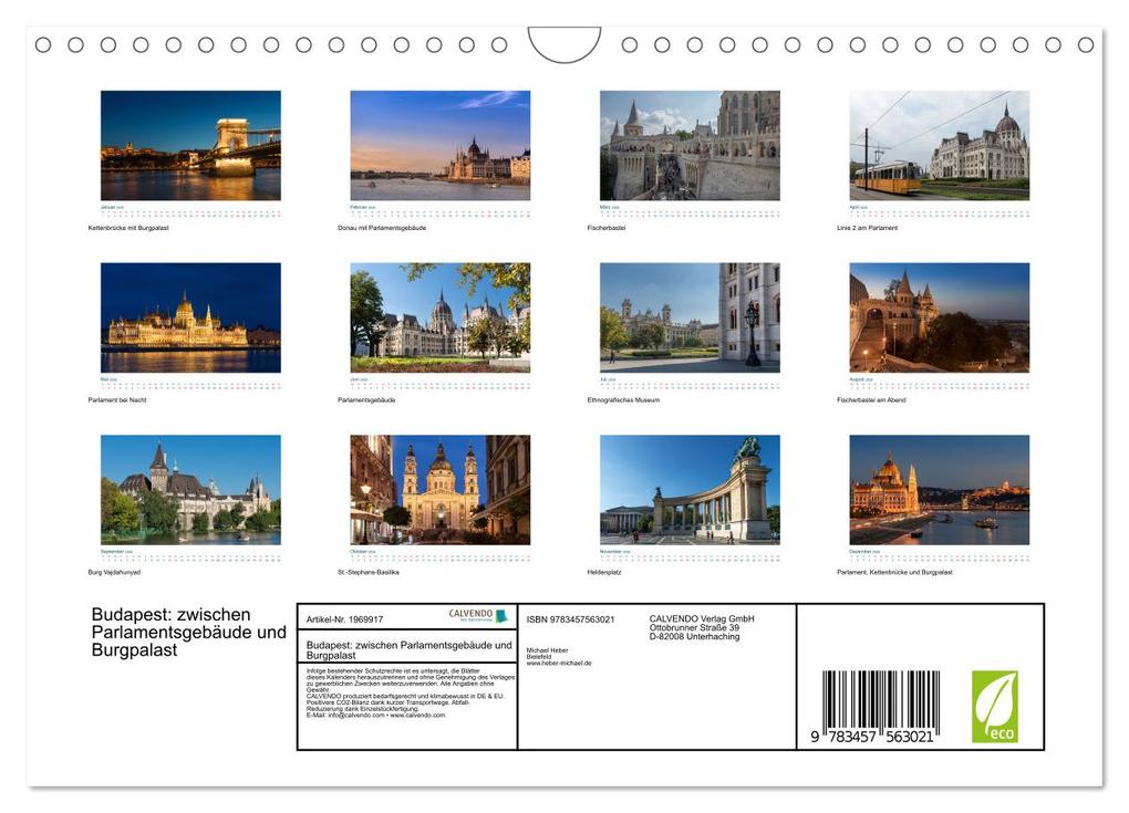 Weitere Ansicht: Budapest: zwischen Parlamentsgebäude und Burgpalast (Wandkalender 2026 DIN A4 quer), CALVENDO Monatskalender | Michael Heber, Calvendo