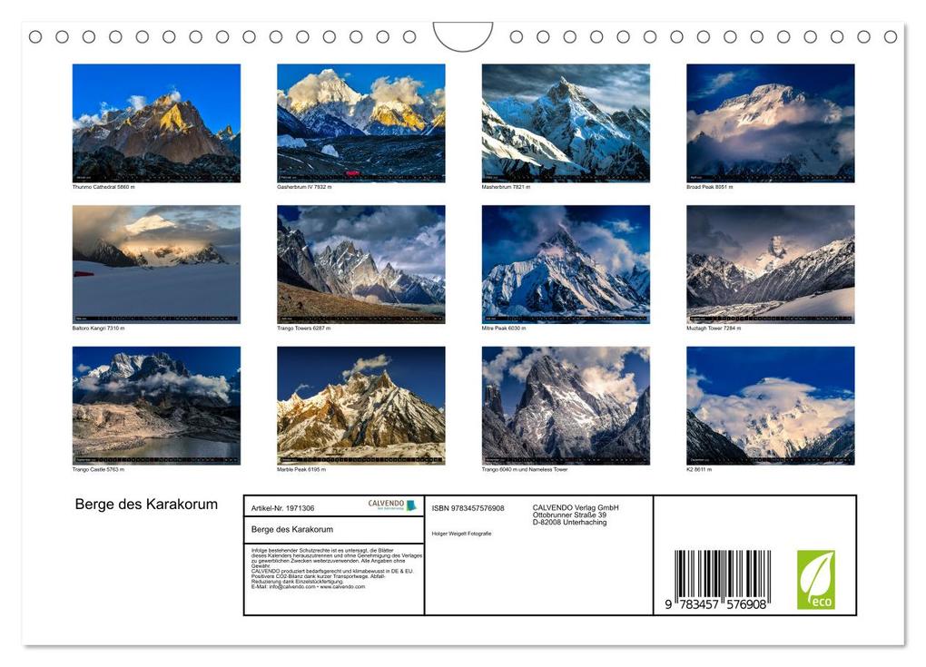 Weitere Ansicht: Berge des Karakorum (Wandkalender 2026 DIN A4 quer), CALVENDO Monatskalender | Calvendo, Holger Weigelt