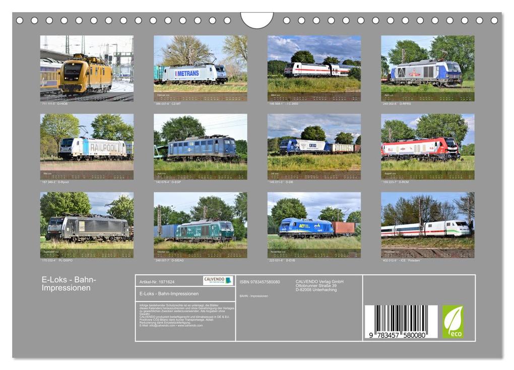 Weitere Ansicht: E-Loks - Bahn-Impressionen (Wandkalender 2026 DIN A4 quer), CALVENDO Monatskalender | Calvendo, Günther Klünder
