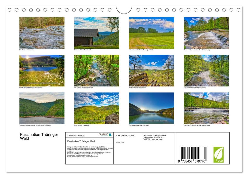Weitere Ansicht: Faszination Thüringer Wald (Wandkalender 2026 DIN A4 quer), CALVENDO Monatskalender | Calvendo, Torsten Irmer