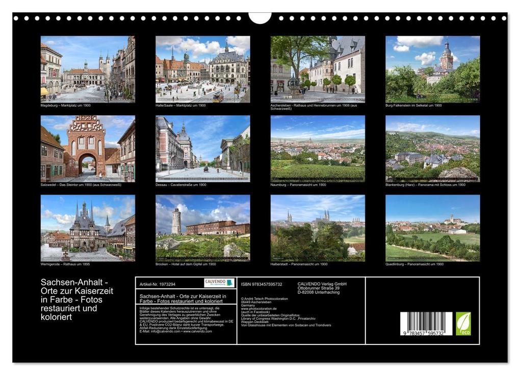 Weitere Ansicht: Sachsen-Anhalt - Orte zur Kaiserzeit in Farbe - Fotos restauriert und koloriert (Wandkalender 2026 DIN A3 quer), CALVENDO Monatskalender | André Tetsch, Calvendo