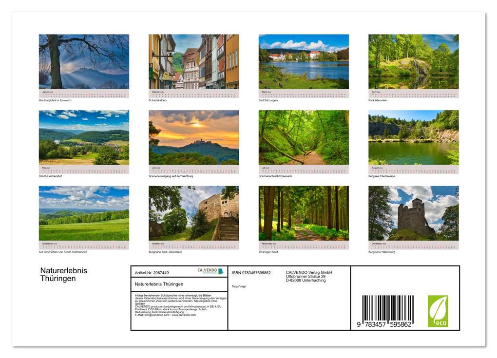 Weitere Ansicht: Naturerlebnis Thüringen (Wandkalender 2026 DIN A4 quer), CALVENDO Monatskalender | Tanja Voigt, Calvendo