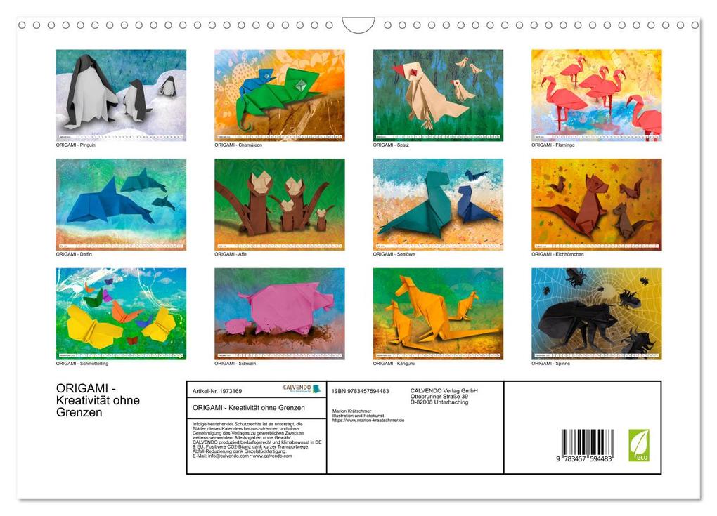 Weitere Ansicht: ORIGAMI - Kreativität ohne Grenzen (Wandkalender 2026 DIN A3 quer), CALVENDO Monatskalender | Marion Krätschmer, Calvendo
