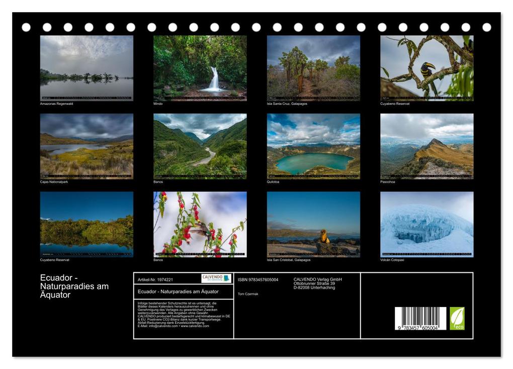 Weitere Ansicht: Ecuador - Naturparadies am Äquator (Tischkalender 2026 DIN A5 quer), CALVENDO Monatskalender | Tom Czermak, Calvendo