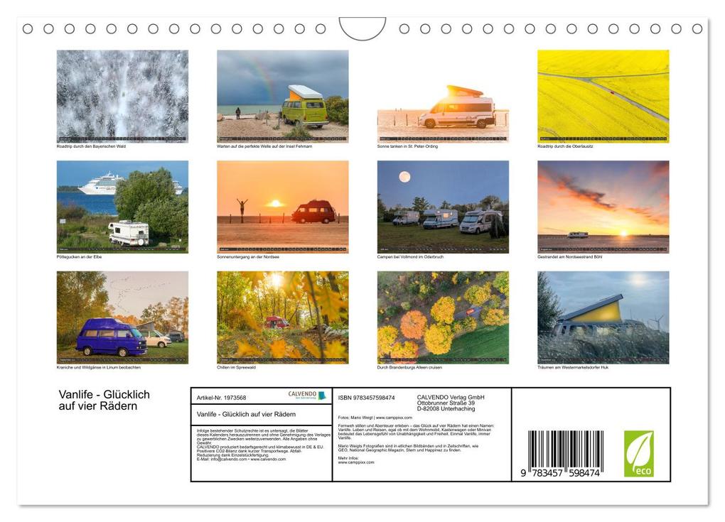 Weitere Ansicht: Vanlife - Glücklich auf vier Rädern (Wandkalender 2026 DIN A4 quer), CALVENDO Monatskalender | Mario Weigt, Calvendo