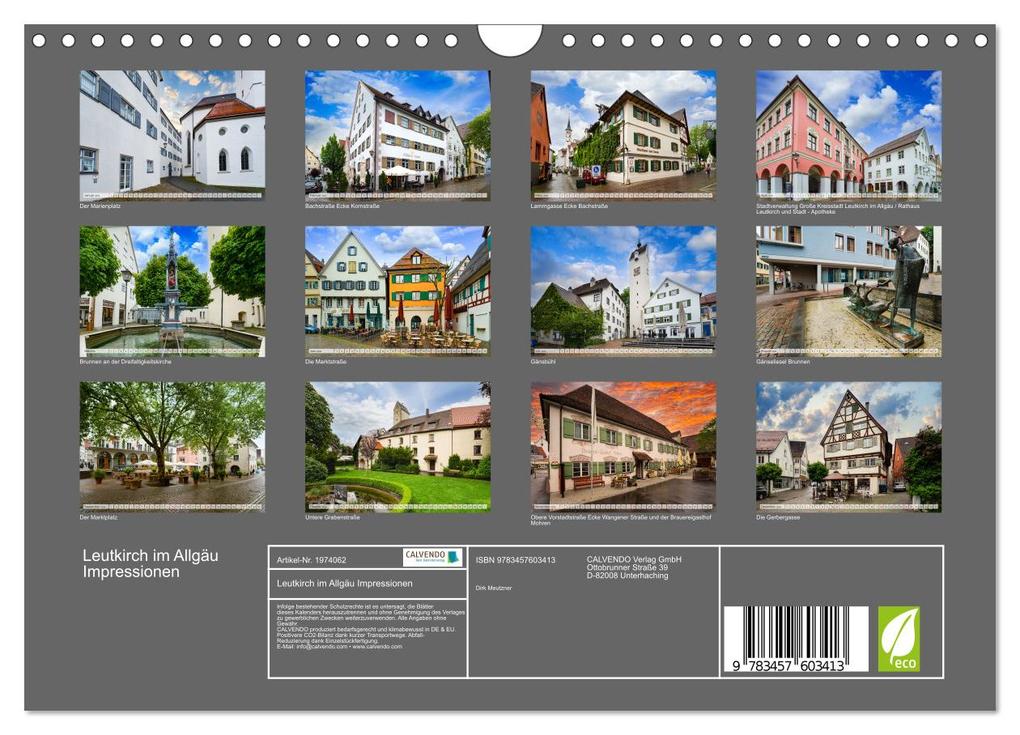 Weitere Ansicht: Leutkirch im Allgäu Impressionen (Wandkalender 2026 DIN A4 quer), CALVENDO Monatskalender | Dirk Meutzner, Calvendo