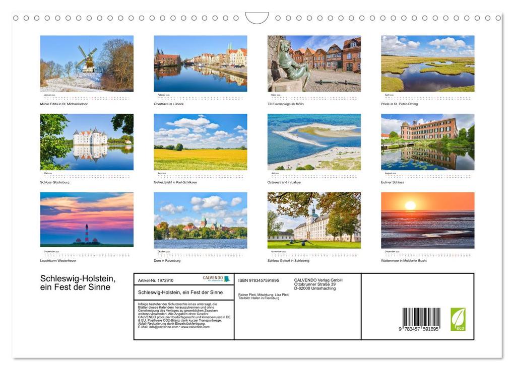 Weitere Ansicht: Schleswig-Holstein, ein Fest der Sinne (Wandkalender 2026 DIN A3 quer), CALVENDO Monatskalender | Rainer Plett, Calvendo