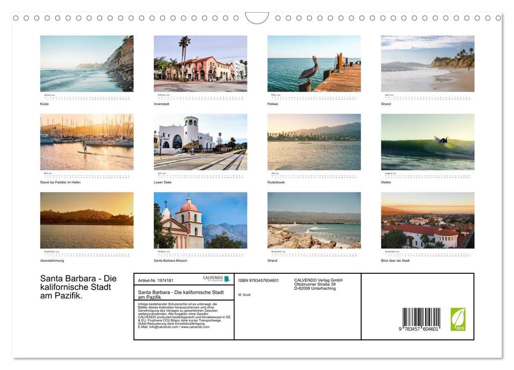 Weitere Ansicht: Santa Barbara - Die kalifornische Stadt am Pazifik. (Wandkalender 2026 DIN A3 quer), CALVENDO Monatskalender | M. Scott, Calvendo