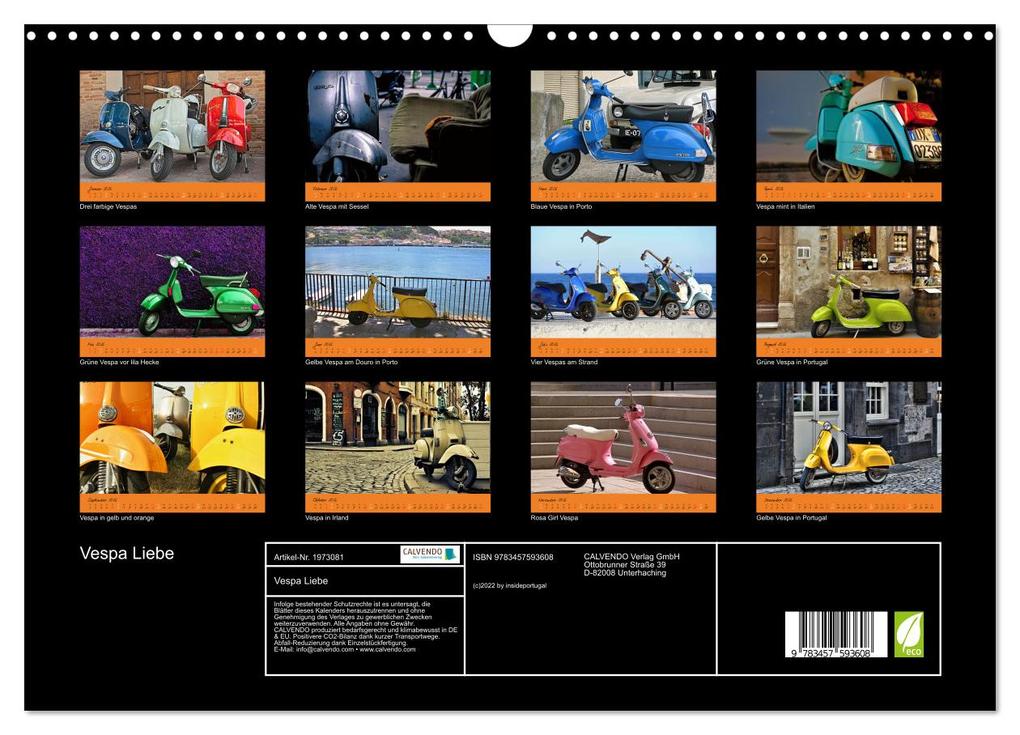 Weitere Ansicht: Vespa Liebe (Wandkalender 2026 DIN A3 quer), CALVENDO Monatskalender | (c)2022 by insideportugal, Calvendo, (C) By Insideportugal
