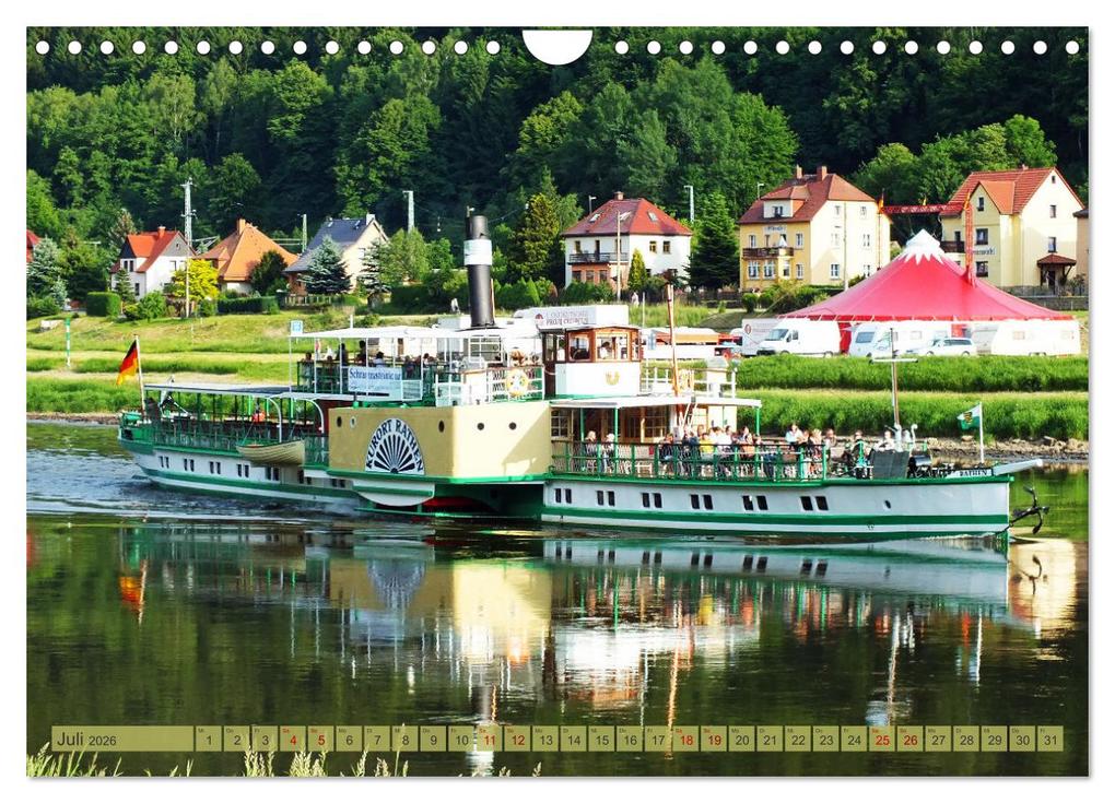 Weitere Ansicht: Seitenraddampfer - In Sachsen von Königstein bis Bad Schandau (Wandkalender 2026 DIN A4 quer), CALVENDO Monatskalender | Holger Felix, Calvendo