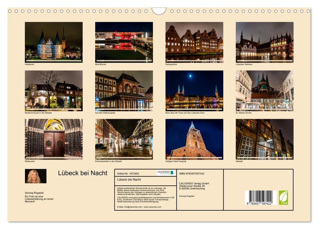 Weitere Ansicht: Lübeck bei Nacht (Wandkalender 2026 DIN A3 quer), CALVENDO Monatskalender | Solveig Rogalski, Calvendo