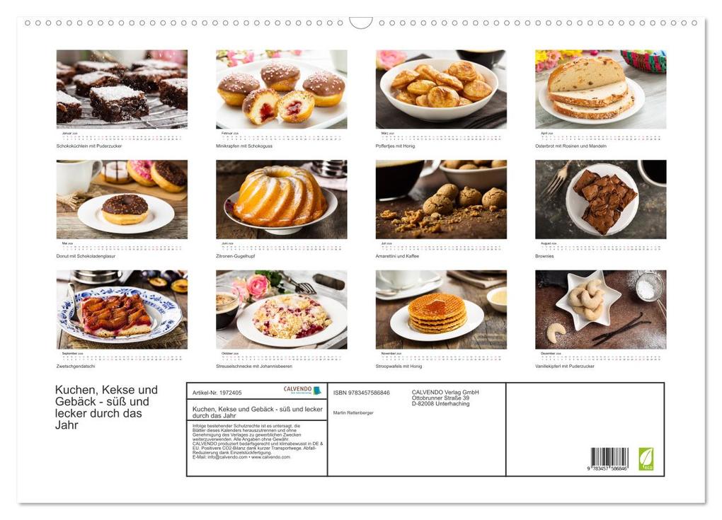 Weitere Ansicht: Kuchen, Kekse und Gebäck - süß und lecker durch das Jahr (Wandkalender 2026 DIN A2 quer), CALVENDO Monatskalender | Martin Rettenberger, Calvendo