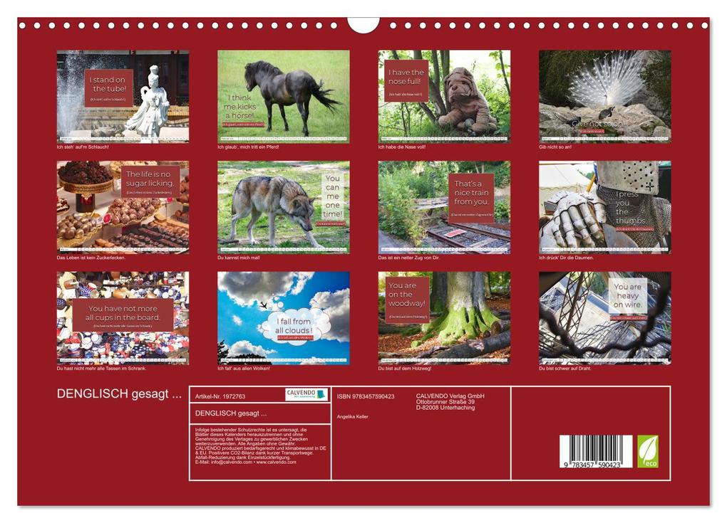 Weitere Ansicht: DENGLISCH gesagt ... (Wandkalender 2026 DIN A3 quer), CALVENDO Monatskalender | Angelika Keller, Calvendo