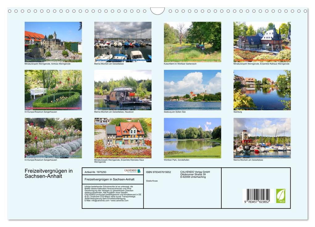 Weitere Ansicht: Freizeitvergnügen in Sachsen-Anhalt (Wandkalender 2026 DIN A3 quer), CALVENDO Monatskalender | Calvendo, Gisela Kruse