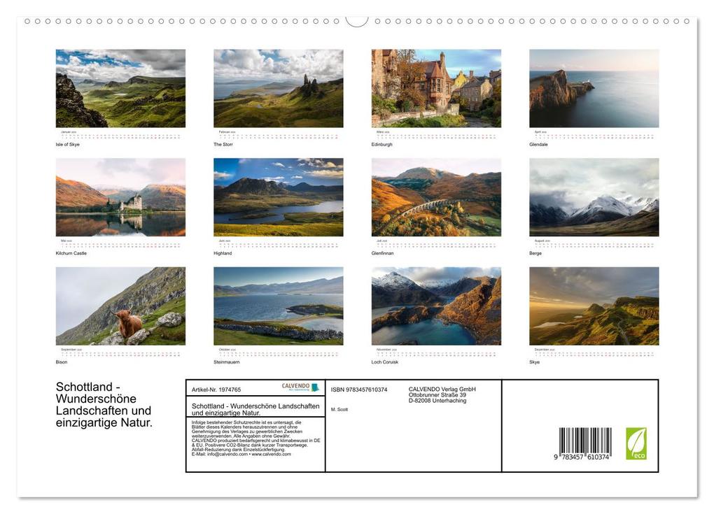 Weitere Ansicht: Schottland - Wunderschöne Landschaften und einzigartige Natur. (Wandkalender 2026 DIN A2 quer), CALVENDO Monatskalender | Calvendo, M. Scott