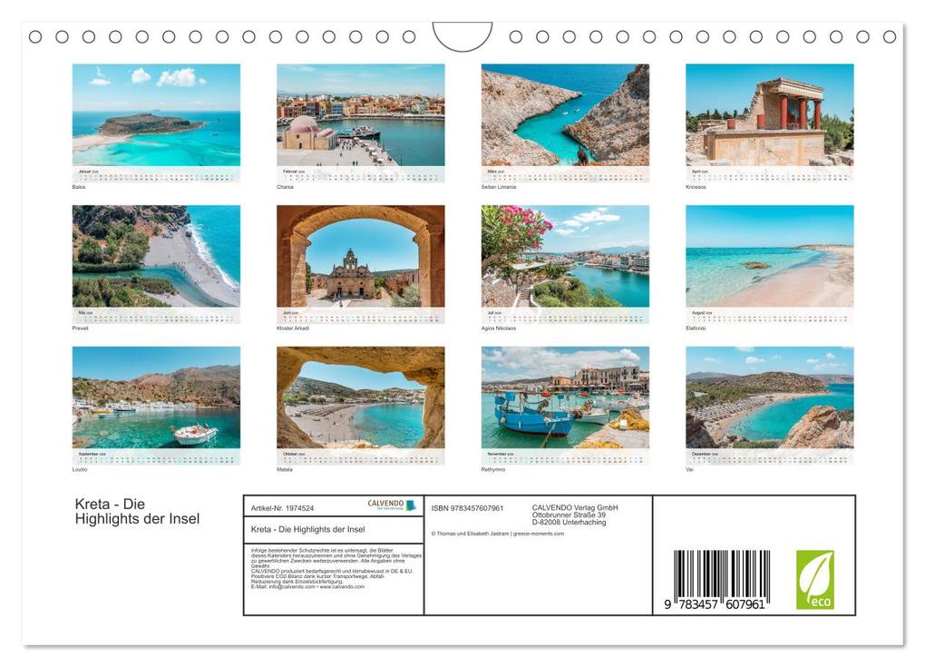Weitere Ansicht: Kreta - Die Highlights der Insel (Wandkalender 2026 DIN A4 quer), CALVENDO Monatskalender | Calvendo, Thomas / Jastram, Elisabeth Jastram, Thomas und Elisabeth Jastram