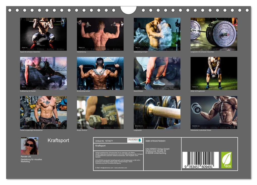 Weitere Ansicht: Kraftsport (Wandkalender 2026 DIN A4 quer), CALVENDO Monatskalender | Calvendo, Renate Utz