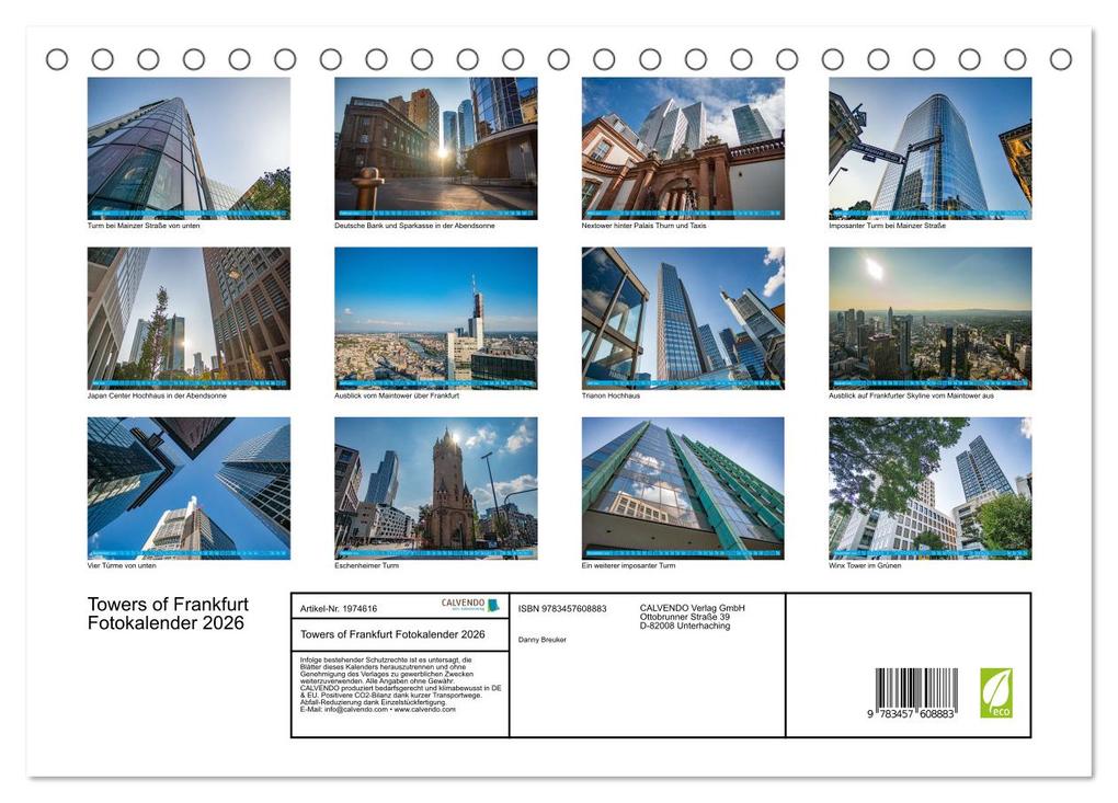 Weitere Ansicht: Towers of Frankfurt Fotokalender 2026 (Tischkalender 2026 DIN A5 quer), CALVENDO Monatskalender | Calvendo, shadiego, shadiego shadiego