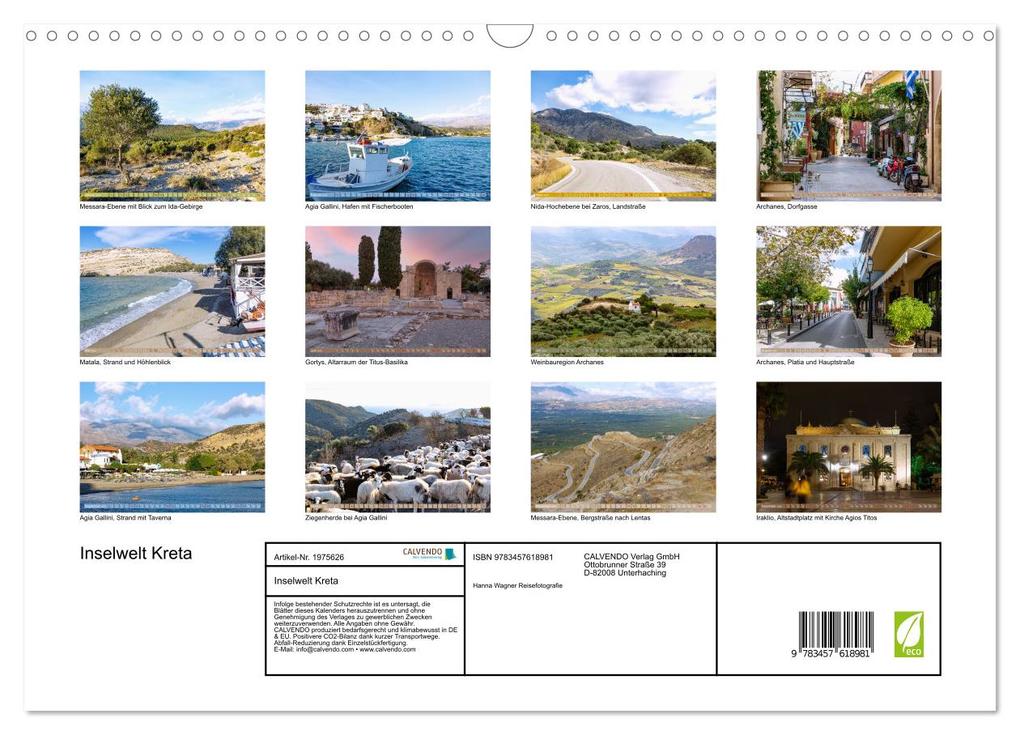 Weitere Ansicht: Inselwelt Kreta (Wandkalender 2026 DIN A3 quer), CALVENDO Monatskalender | Hanna Wagner, Calvendo