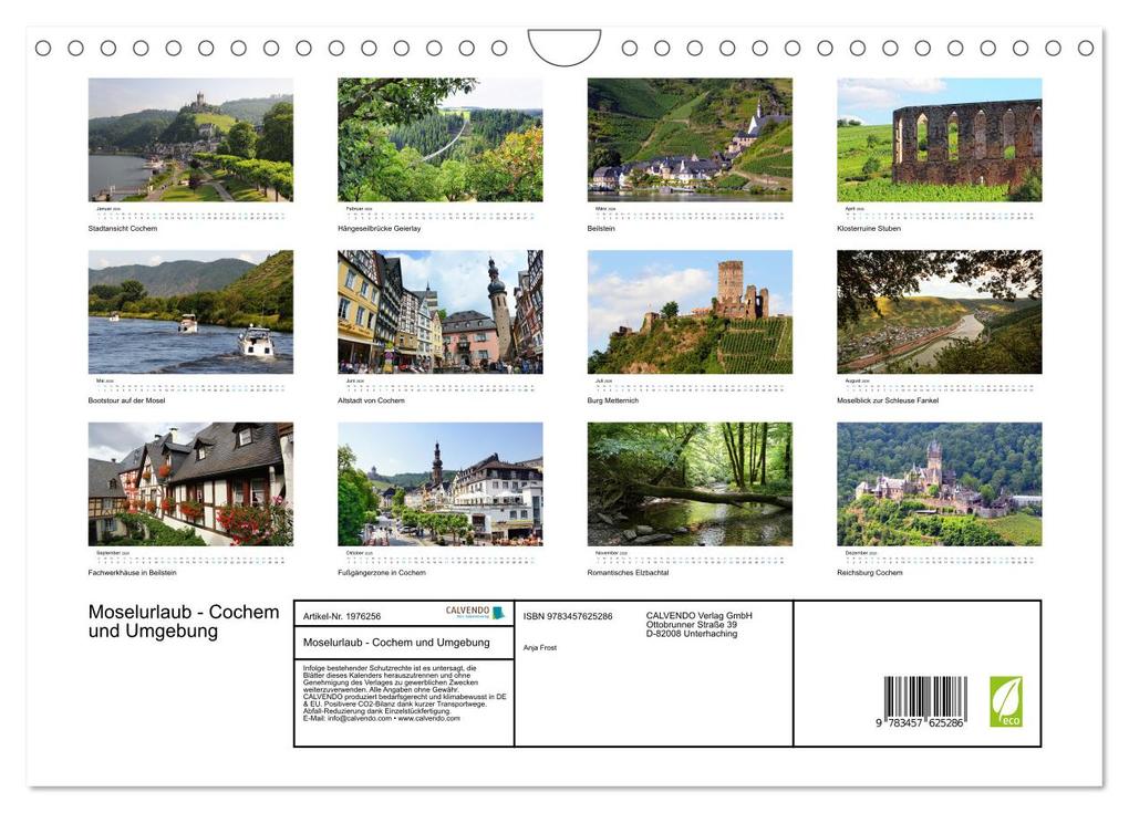 Weitere Ansicht: Moselurlaub - Cochem und Umgebung (Wandkalender 2026 DIN A4 quer), CALVENDO Monatskalender | Anja Frost, Calvendo