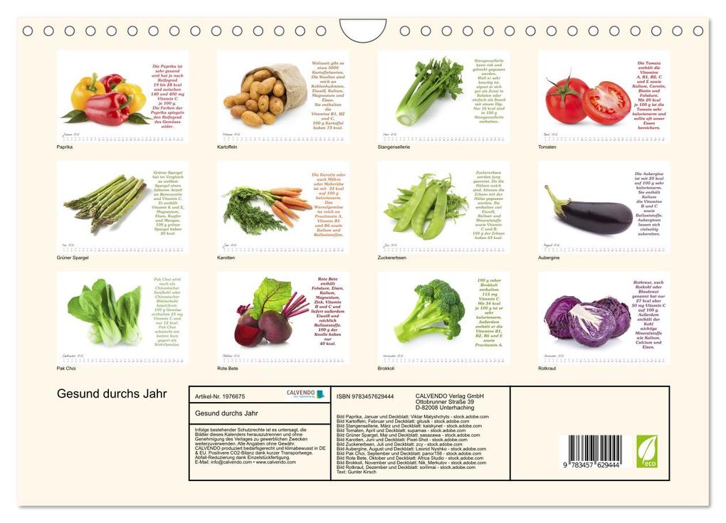 Weitere Ansicht: Gesund durchs Jahr (Wandkalender 2026 DIN A4 quer), CALVENDO Monatskalender | Gunter Kirsch, Calvendo