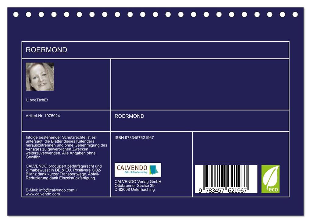 Weitere Ansicht: ROERMOND (Tischkalender 2026 DIN A5 quer), CALVENDO Monatskalender | U boeTtchEr, Calvendo