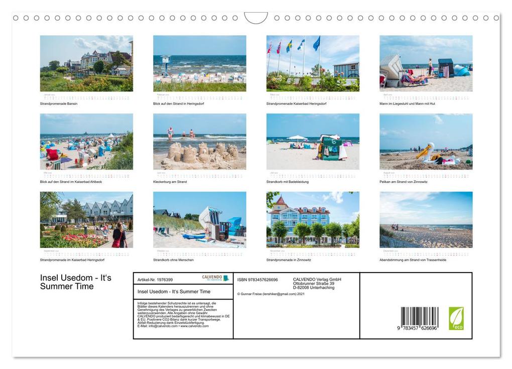 Weitere Ansicht: Insel Usedom - It's Summer Time (Wandkalender 2026 DIN A3 quer), CALVENDO Monatskalender | Gunnar Freise (lenshiker@gmail.com), Calvendo