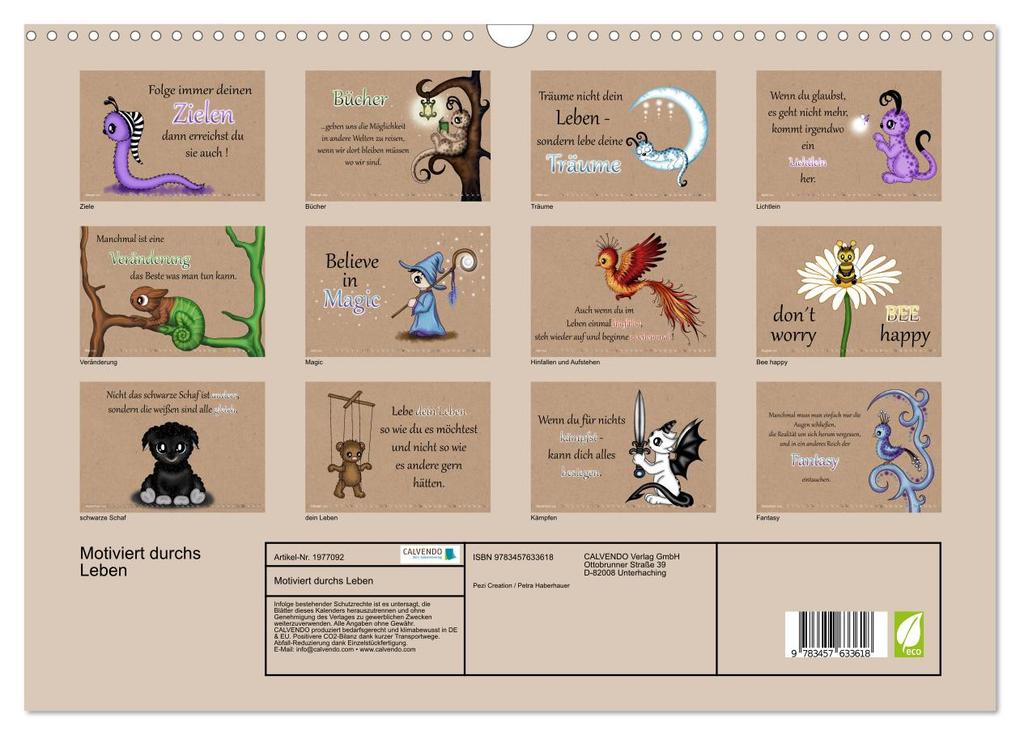 Weitere Ansicht: Motiviert durchs Leben (Wandkalender 2026 DIN A3 quer), CALVENDO Monatskalender | Calvendo, Pezi Creation / Petra Haberhauer