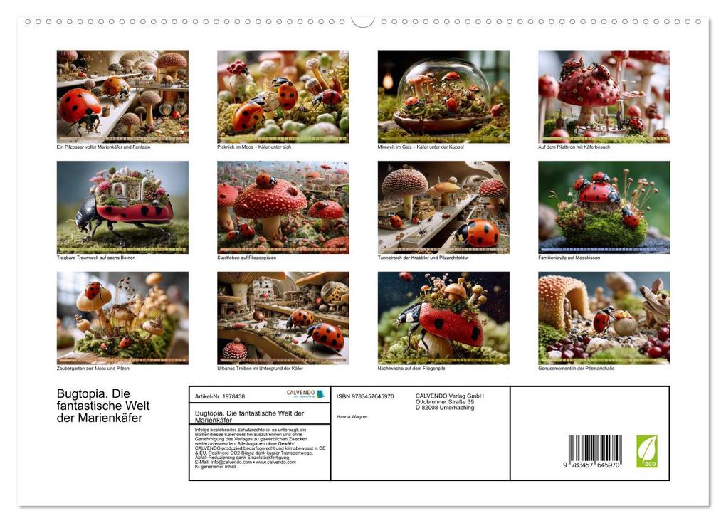 Weitere Ansicht: Bugtopia. Die fantastische Welt der Marienkäfer (hochwertiger Premium Wandkalender 2026 DIN A2 quer), Kunstdruck in Hochglanz | Hanna Wagner, Calvendo