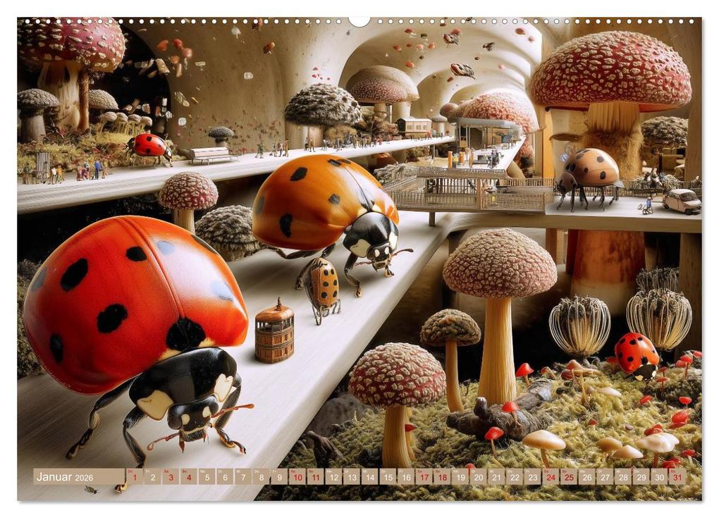 Weitere Ansicht: Bugtopia. Die fantastische Welt der Marienkäfer (hochwertiger Premium Wandkalender 2026 DIN A2 quer), Kunstdruck in Hochglanz | Hanna Wagner, Calvendo