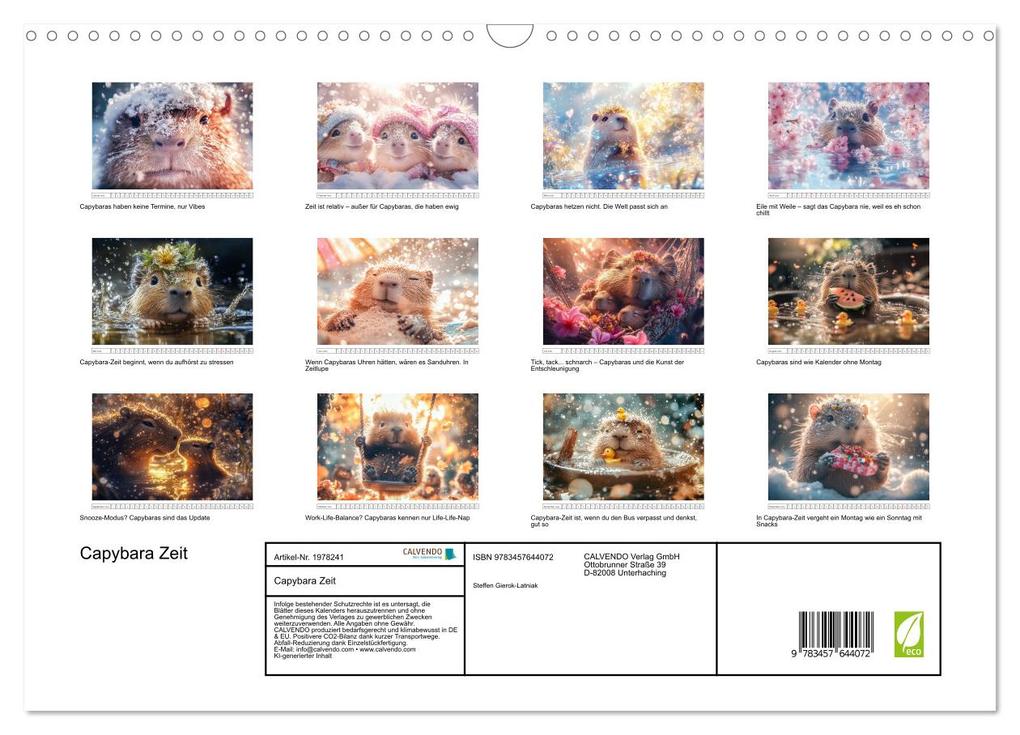 Weitere Ansicht: Capybara Zeit (Wandkalender 2026 DIN A3 quer), CALVENDO Monatskalender | Steffen Gierok-Latniak, Calvendo