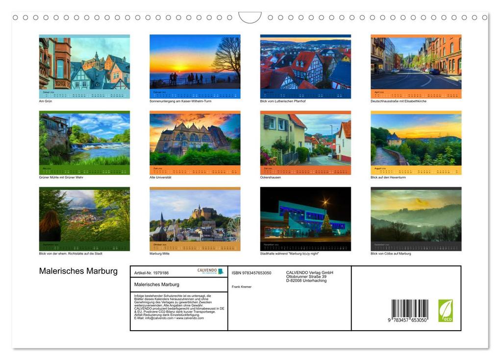 Weitere Ansicht: Malerisches Marburg (Wandkalender 2026 DIN A3 quer), CALVENDO Monatskalender | Calvendo, Frank Kremer