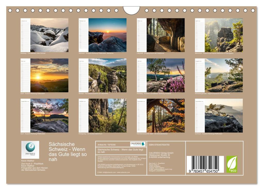 Weitere Ansicht: Sächsische Schweiz - Wenn das Gute liegt so nah (Wandkalender 2026 DIN A4 quer), CALVENDO Monatskalender | Calvendo, Kevin Walther