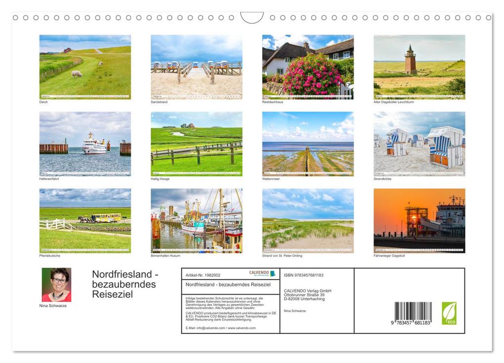 Weitere Ansicht: Nordfriesland - bezauberndes Reiseziel (Wandkalender 2026 DIN A3 quer), CALVENDO Monatskalender | Nina Schwarze, Calvendo