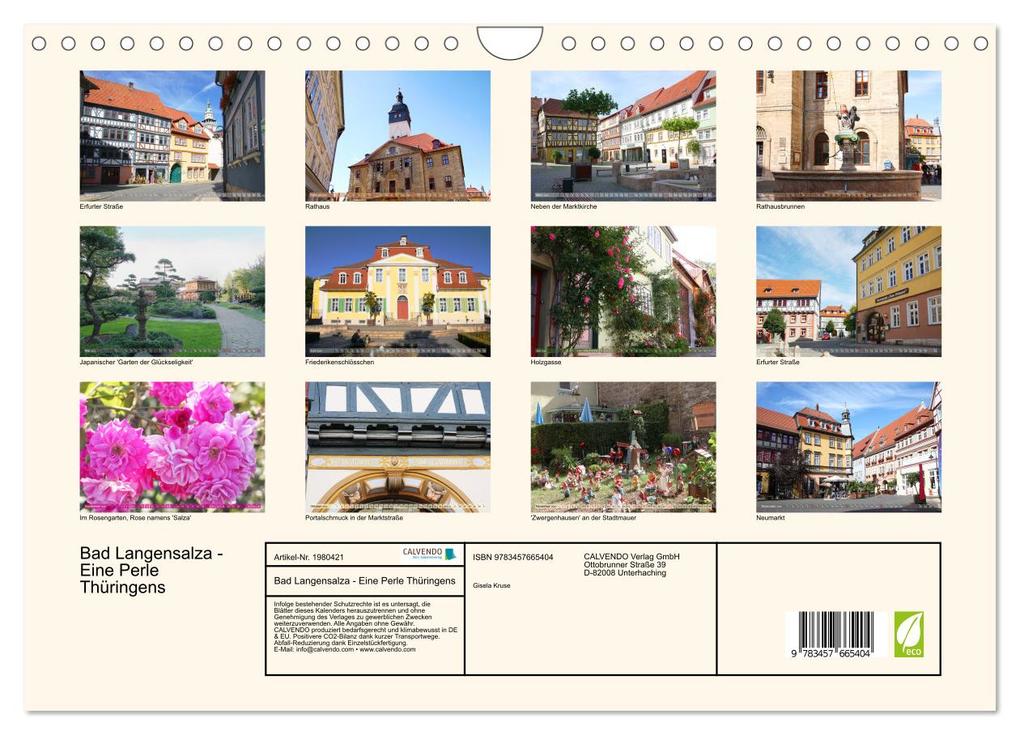 Weitere Ansicht: Bad Langensalza - Eine Perle Thüringens (Wandkalender 2026 DIN A4 quer), CALVENDO Monatskalender | Gisela Kruse, Calvendo