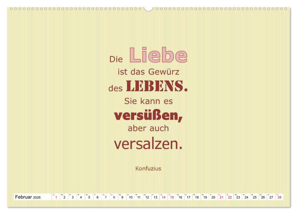 Weitere Ansicht: Zitate und Sprüche In Sachen LIEBE (Wandkalender 2026 DIN A2 quer), CALVENDO Monatskalender | Angelika Keller, Calvendo